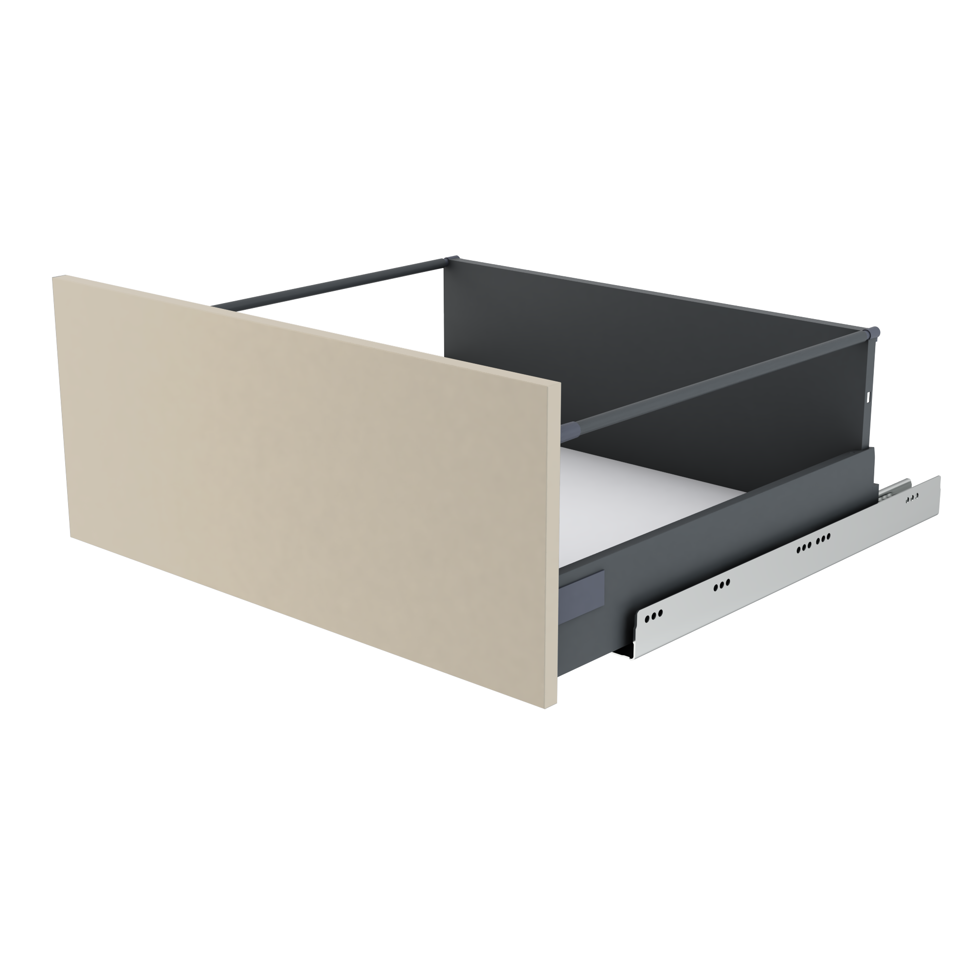Køkkenskuffe 60 cm. 31,6 cm høj med soft-luk skinner