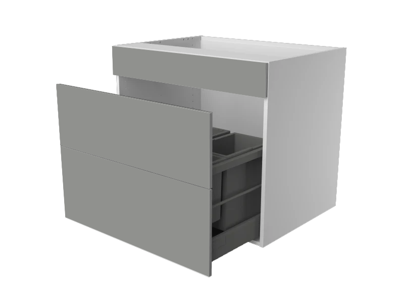 Vaskeskab med 12,4 cm forstykke og 2 sammenkoblede fronter